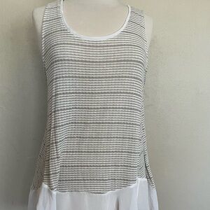 Elegant Sleeveless Top - Gray and White